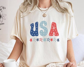 Comfort Colors® Retro Star USA Graphic Tee, Comfort Colors 4th of July Graphic Tee, Star American Graphic Tee, Retro USA Comfort Color Shirt