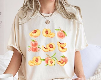 Comfort Colors® Peach T-Shirt Vintage Graphic Fruit Shirt Aesthetic Fruit Shirt Boho Shirt Fruit Tee Peach Shirt Peach Graphic T-Shirt Gift