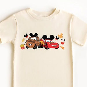 Lightning McQueen Mater Disney Snacks T-shirt Mickey shaped Snacks Disney Parks group family shirts Adult Youth Toddler Sizes
