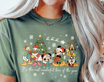 Vintage It's The Most Wonderful Time of The Year Disney Christmas Shirt,Cartoon Mickey and Friends Christmas Party 2025,Mickey & Friends WDW