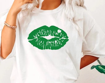 Shamrock Lip Shirt, St. Patricks Day Shirt, Shamrock Lucky Lips, Four Leaf Clover, Shamrock Shirts, Patrick's Day, Irish Shirt