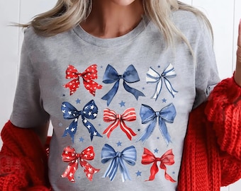 Comfort Colors® USA Bow Shirt, Coquette America Bow Shirt for July 4th, Memorial Day Shirt, USA Shirts, Patriotic Bow Shirts, Election Shirt
