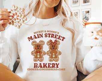 Mickey and Minnie Main Street Bakery Sweatshirt, Disney Christmas Gingerbread Shirt, Disney Christmas Sweatshirt, Disney Christmas Cookies