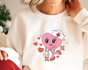 Nurse Sweatshirt, Valentines NICU Sweatshirt, Heart Nurse, Valentines Day Gift for ICU Nurse, Nurse Student Gift