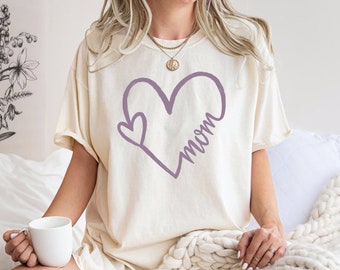 Comfort Colors® Comfort Colors®  Mom Heart Shirt, Retro Mama Shirt, Mother’s Day Gift, Mom Life Shirt, Motherhood Shirt, Mom Gift Idea