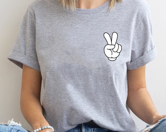 Disney Pocket Size Peace Sign Shirt, Disneyworld Sweatshirt, Peace Mickey Shirt, Matching Disney Pals Shirts, Disneyland shirt, retro Disney