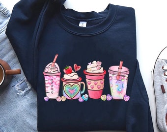 Women's Valentines Day Sweatshirt, Valentine Coffee Sweatshirt, Women's Valentines Day Sweater, Valentines Day Shirt, Valentines Sweater