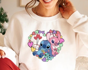 Stitch Valentine Sweatshirt, Stitch Shirt, Disney Stitch Hoodie, Disney Valentine's Day Shirt, Valentine's Stitch, Lilo and Stitch Shirt