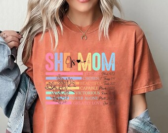 Comfort Colors®She is Mom Shirt, She is Strong Shirt, Bible Verse Shirt,Gift For Mom,Christian Mom Tshirt,Strong Mom Shirt,Mother Days Shirt