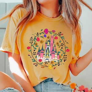 Comfort Colors® Magic Kingdom Castle Shirt, Princess Castle Shirt, Floral Castle Shirt, Disney Magical Castle Tee, Magical Vacation Shirt