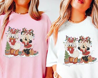 Comfort Colors® Vintage Minnie Daisy Christmas Shirt, Christmas Shirt, Disney Bestie Shirt, Minnie Daisy Sweatshirt, Retro Disney Christmas