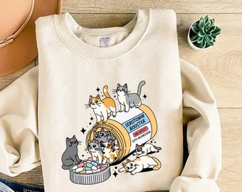 Antidepressives Katzen-Sweatshirt, Katzen-Mama-Pullover, lustiges Katzen-Shirt, Katzenliebhaber-Geschenk, Therapeut-Shirt, Katzenbesitzer-Geschenk, Mental Health Matter-Shirt