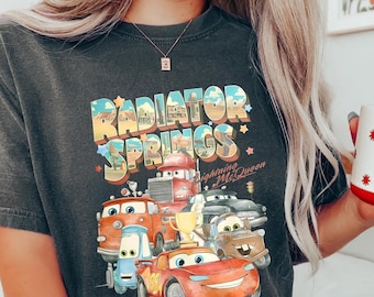 Retro Comfort Colors Radiator Springs Cars Movie Shirt, Lightning McQueen Shirt, Cars Movie Disney Shirt, Disney Family Trip Shirt