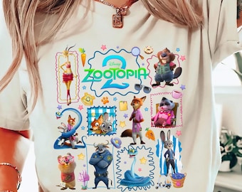 Disney Zootopia 2 All Characters  Shirts, Disneyland Zootopia Matching Group Shirt, Disneyworld Vacation Face Inspired T-shirts
