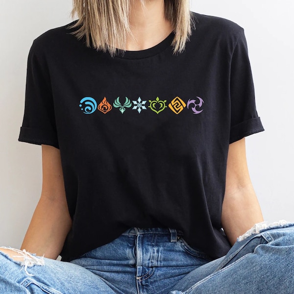 Genshin Impact Elements Shirt, Gamer Shirt, Sweatshirt, Hoodie, Zhongli Shirt, Anime Shirt, Hu Tao Shirt, Genshin Shirt, Select Your Element