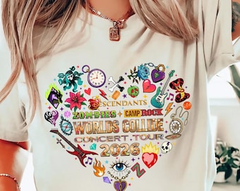 Descendants Zombies Camp Rock Tour Heart Shirt, Disneyland Concert Tee, Descendants Zombies Tour 2026 Shirt, Camp Rock Shirt,Disneyland Tour