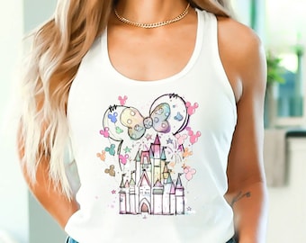 Disney Castle Racerback Tank, Watercolor Ears Shirt, Magic Kingdom Tee, Vacay Mode Tank Tops, Disney Women Racerbacks, Matching Tanks