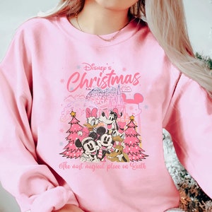 Mickey & friends Disney Christmas Sweatshirt, Pink Christmas t-shirt sweatshirt, Mickey&#39;s very merry Christmas shirt, WDW Disneyland trip