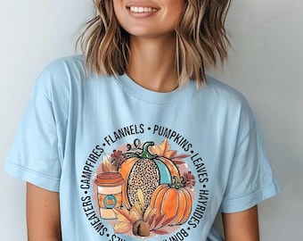 Comfort Colors® Pumpkin Shirt, Boho Fall Pumpkin T-Shirt, Auntum Pumpkin Tee, Cute Autumn Shirt, Fall Harvest Shirt, Fall Pumpkin Shirt