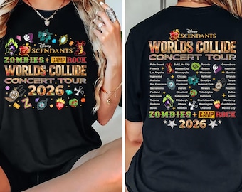 Descendants Zombies Camp Rock Worlds Collide Tour 2026 Shirt, Descendants Zombies Tour 2026 Shirt, Camp Rock Shirt, Disneyland Tour Shirt