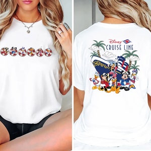 Comfort Colors® Tow-Sided Disney Cruise Line Mickey en Friends T-shirt, Disney Wish Fantasy Magic Wonder 2024 Bijpassend T-shirt, Familiecruise
