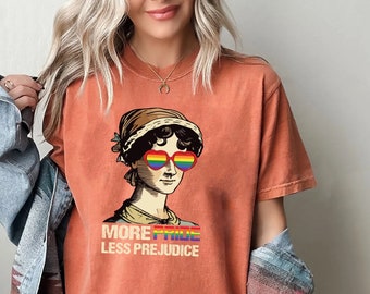 Comfort Colors® More Pride Less Prejudice, LGBTQ Shirt, Jane Austen Shirt, Proud Ally Shirt, Pride Month Shirt, Supporting Lgbt People Shirt