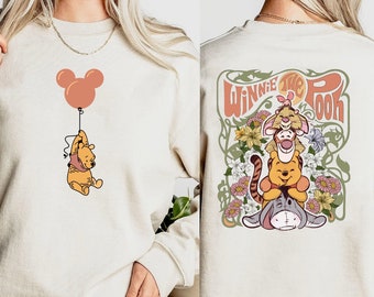 Retro Winnie The Pooh And Friends Sweatshirt, Disney Winnie The Pooh Shirt, Disney Pooh Bear 2 Side Shirt, Disneyland Classic Pooh and CO