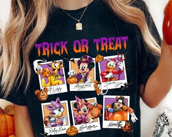 Retro Mickey & Friends with Signs Halloween Comfort Colors Shirt, Mickey's Not So Scary Halloween Party Tee, Halloween Party Trip 2025 Shirt