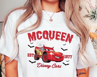 Comfort Color® Vintage Lightning McQueen Trick or Treat Shirt, 95 Lightning Halloween Shirt, Radiator Springs Tee