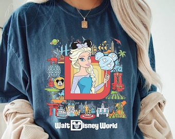 Walt Disneyworld  Elsa Shirt, Frozen Elsa, Disney Castle Watercolor, Disney Matching, Princess Matching, Minnie Ears Elsa, Elsa Trip Shirt