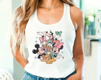 Disney Mickey Minnie Racerback, Mickey And Friends Tank Top, Disney Family Tank Top, Disneyland Tank Top,Disneyworld Womens Racerbacks