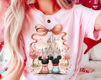 Coquette Bows Mickey Minnie Disney Valentine Shirt Tee, Happy Valentine's Day 2026, WDW Disneyland Valentine Gift For Her