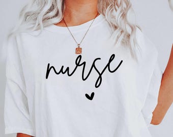 Nurse Heart Shirt, Nurse Shirt, Nurse Shirt Women, Nurse Gift Shirt, Nurse Tees, Nurse T-Shirts, Nurse Shirt Gift, Cute Nurse Typography Tee