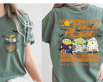 Comfort Colors Pizza Planet Halloween Shirt, Toy Story Alien Disney Tee,Halloween Toy Story Pizza Planet T-shirt, Toy Story Aliens Tee