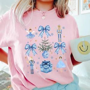 Nutcracker Christmas Shirt, Women&#39;s Holiday Tee, Watercolor Holiday Tshirt, Holiday Party Gift, Festive Christmas Shirt Pretty