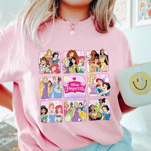 Comfort Color® Retro Princess Shirt, Cinderella Snow White Ariel Belle Rapunzel Tee, Disneyland Shirt, Girl Disney Trip 2025