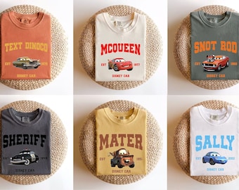 Comfort Colors® Disney Cars Shirt, Mcqueen, Sally, Mack, Mater, Guido, Fillmore Shirt, Family Matching Shirts, Disney Family Trip Shirt,Kids