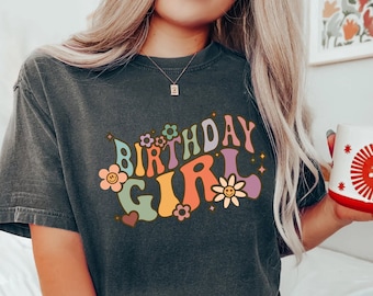Comfort Colors® The Birthday Girl Flower Shirt,Birthday Party Girl Shirt,Birthday Squad Shirt,Youth Birthday Girl Shirt,Birthday Shirt