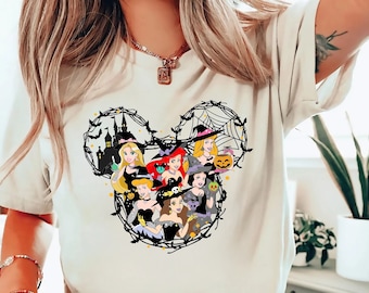 Comfort Colors®Disney Halloween Princess Shirt, Princess characters, Halloween Witchy Shirt, Disney Princess Gift, Halloween Princess Shirt