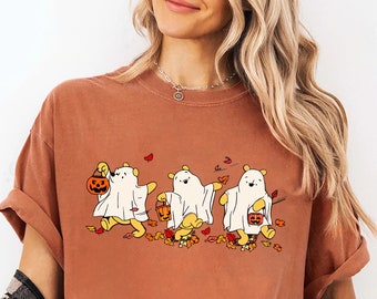Comfort Colors® Retro Pooh Ghost Halloween Shirt, Winnie The Pooh Halloween Shirt, Spooky Season Shirt, Pooh Shirt, Cute Fall Shirt