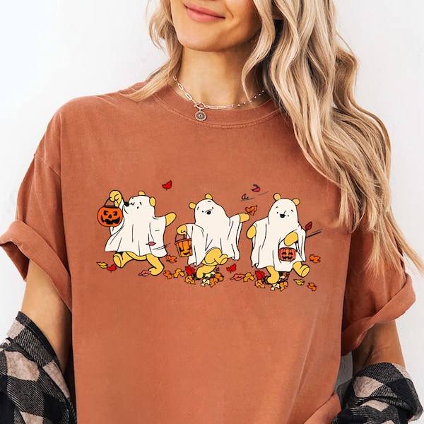 Comfort Colors® Retro Pooh Ghost Halloween Shirt, Winnie The Pooh Halloween Shirt, Spooky Season Shirt, Pooh Shirt, Cute Fall Shirt