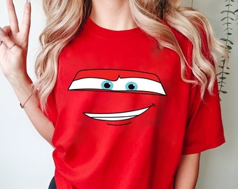 Camisa Retro Lightning Big Face McQueen, camisa de Disney Cars, camisa de vacaciones familiares de Disney, camisa de la Copa Pistón, Comfort Colors® o Bella Canvas