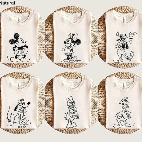 Disney Sketch Family Shirts, Mickey Minnie Mouse Tee, Disneyland Shirt, Donald Duck Shirt, Daisy Duck Shirt, Goofy Shirt, Disney Pluto Shirt