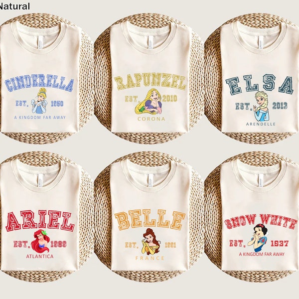 Disney Princesses Shirts, Princess Belle, Princess Moana, Princess Elsa, Princess Anna, Princess Ariel,Princess Snow White,Princess Rapunzel