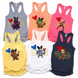 Star Wars Racerback, Star Wars Tank Top, Galaxy Cartoon Friends Tee, Cartoon Lovers Tank Top, Women's Ideal Racerback Tank, Matching Tanks
