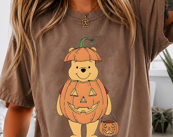 Retro Halloween Winnie The Pooh Pumpkin Shirt, Disney Spooky Season Tee, Cute Pooh Pumpkin Shirt, WDW Disney Halloween Trip Shirt
