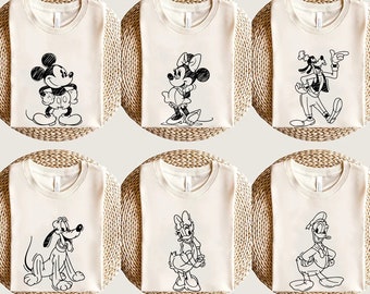 Disney Sketch Family Shirts, Mickey Minnie Mouse Tee, Disneyland Shirt, Donald Duck Shirt, Daisy Duck Shirt, Goofy Shirt, Disney Pluto Shirt