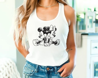 Disney Mickey Minnie Racerback, Disney Racerback, Sketch Tank, Disneyworld Matching Tops, Disneyworld Vintage Womens Racerback