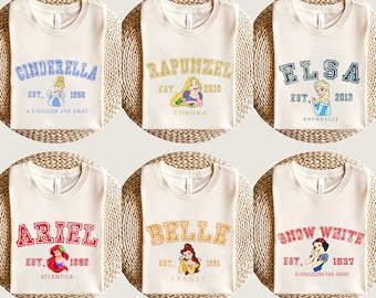 Disney Princesses Shirts, Princess Belle, Princess Moana, Princess Elsa, Princess Anna, Princess Ariel,Princess Snow White,Princess Rapunzel