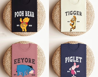 Winnie The Pooh And Friends T-Shirt, Vintage Eeyore Sweatshirt, Piglet Sweatshirt, Tigger Sweatshirt,Clipart Shirt, Disney Characters Shirt